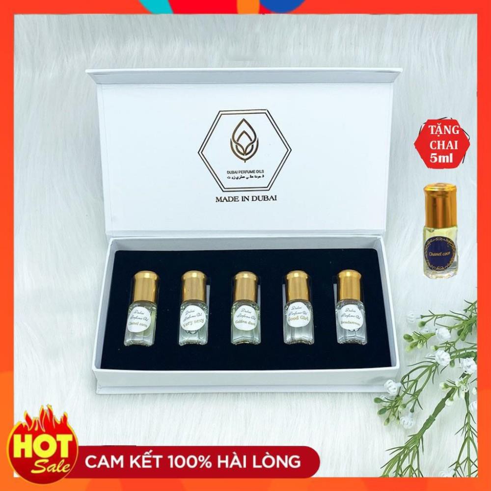 [Mua 1 Tặng 1] Set 5 Chai Lăn Tinh Dầu Nước Hoa Dubai Nam Nữ 25ml Tặng Lăn 5ml Mùi Bất Kì - MeOne Cosmetic