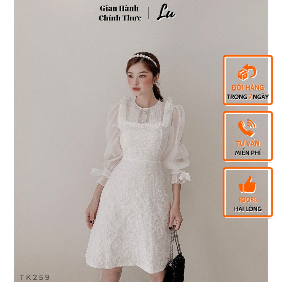 Đầm Chữ A LuShop Chất Gấm Xếp Ly Ngực Phối Tay Voan May 2 Lớp Dự Tiệc Dạo Phố Đi Chơi Hàng Cao Cấp Giá Tốt