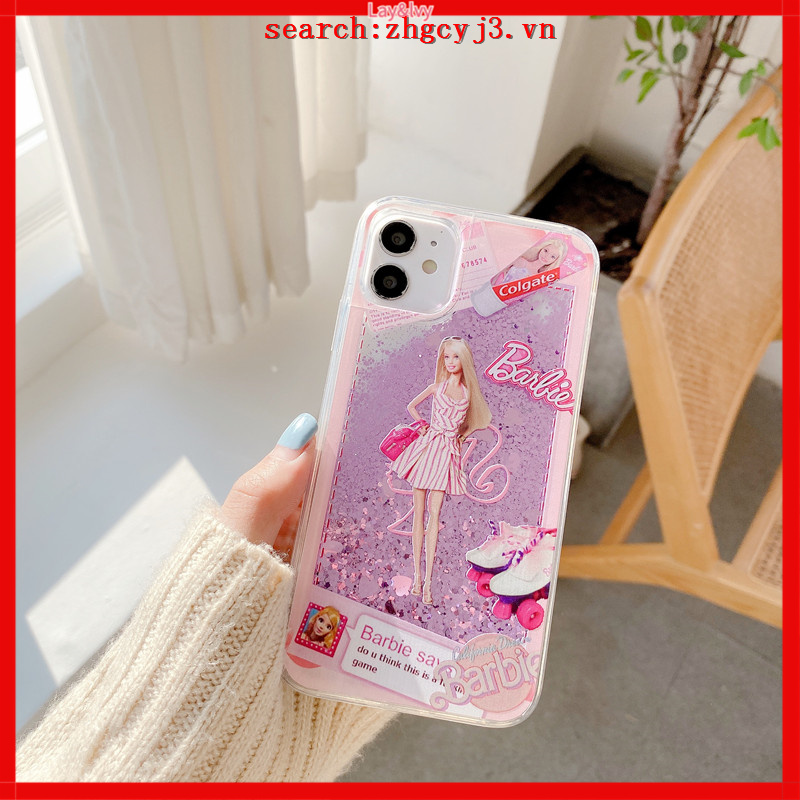 Ốp điện thoại TPU silicon hình Barbie phối kim tuyến nước cho IPhone678 X XS XR XSmax 11 11promax 12 12promax 12mini