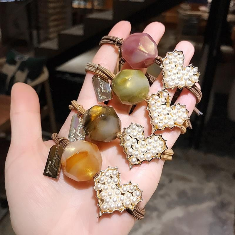 Dây cột tóc cao su đính ngọc trai giả kiểu Hàn Quốc dễ thương cho bé gái