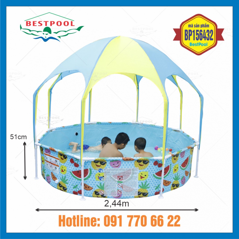 Bể bơi mái che 2.44m, bể bơi Best pool trong nhà, bể bơi cho bé, bể phao, hồ tắm, hồ bơi mini trong nhà, kính bơi