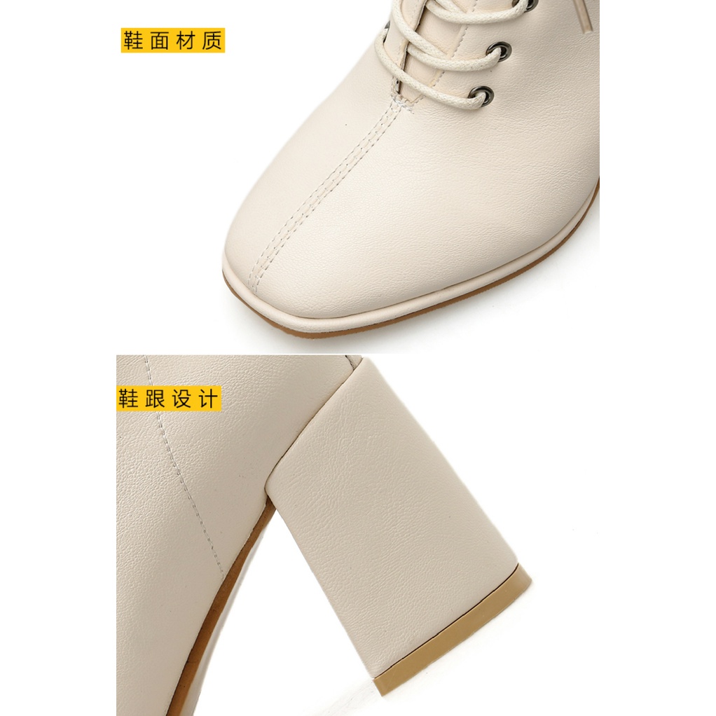 Bốt Nữ Cao Gót 6 Phân Mũi Vuông Gót Vuông