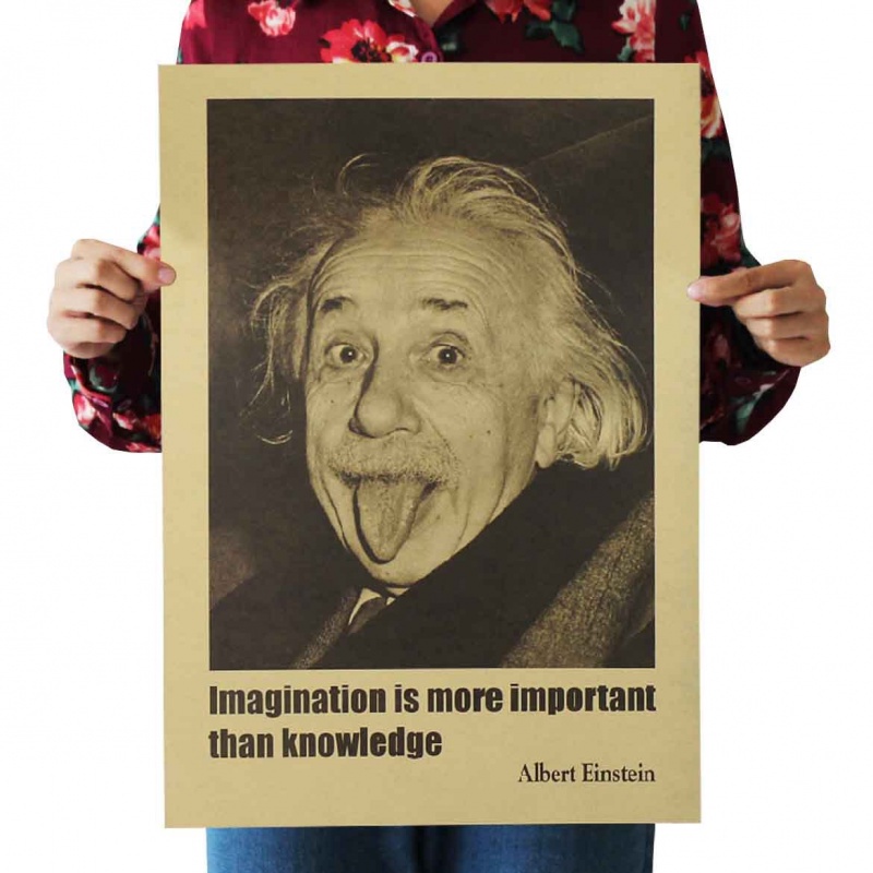 Poster Giấy kraft In Hình Einstein Trang Trí Nội Thất Quán Cà Phê