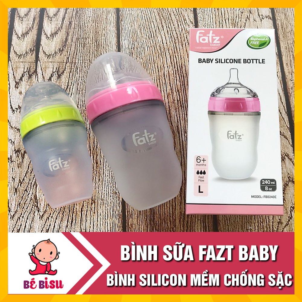 Bình sữa Silicon Fatz Baby Hàn Quốc chống sặc an toàn cho bé