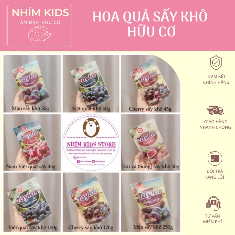 Nho - Mận - Việt Quất - Cherry sấy khô hữu cơ cho bé