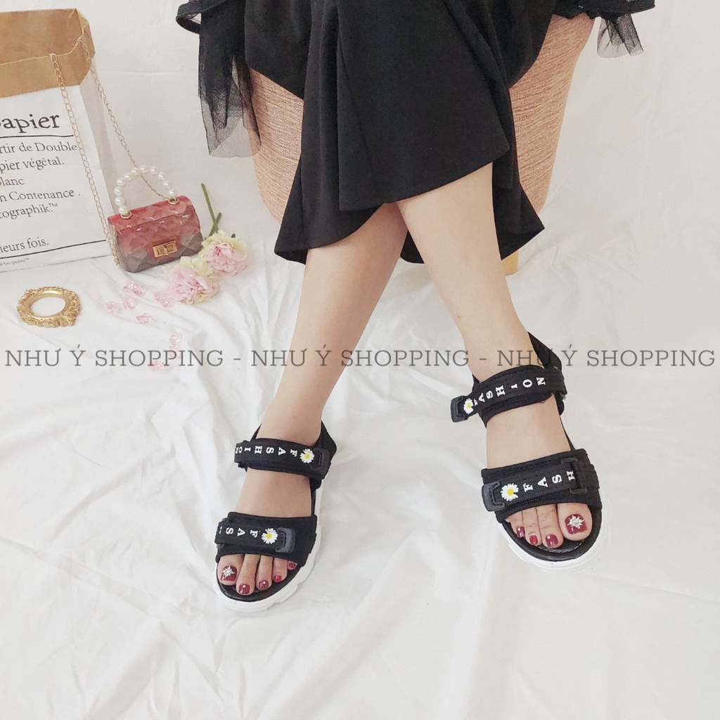 Giày sandal nữ đi học quai hậu khoá dán đế cao mang êm chân, bền đẹp - Sandal cúc