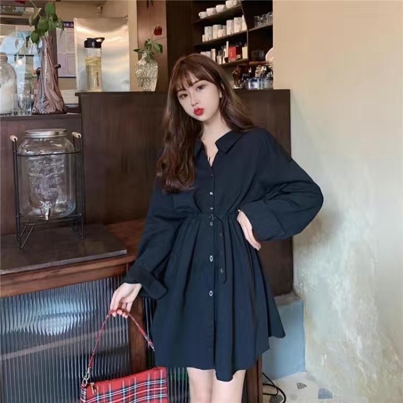 Váy sơ mi kèm đai siêu ngầu