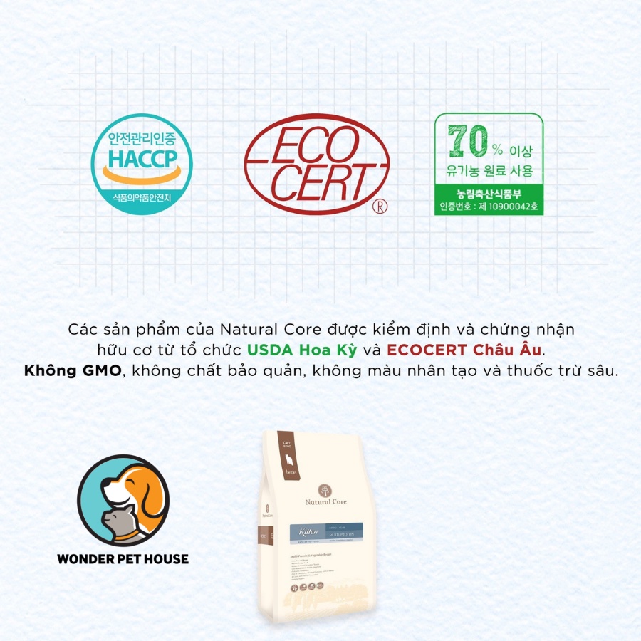 Hạt hữu cơ cho mèo con 400g Natural Core Bene C1 Kitten - Hạt Organic Tốt Cho Sự Phát Triển Mèo Nhỏ