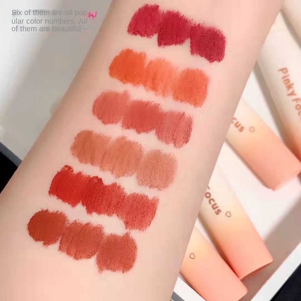 【Sản phẩm mới】Son Môi Pinkyfoucus Chất Nhung Lì Thiết Kế Vỏ Hình Gấu Nhỏ Nhắn Xinh Xắn