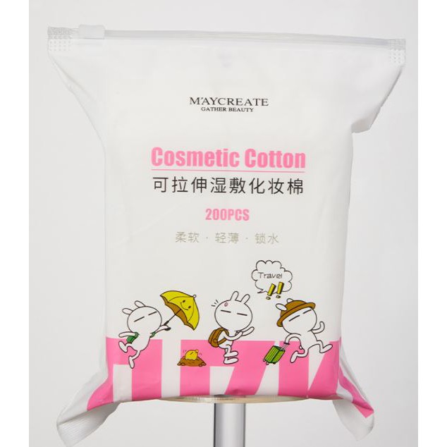 Túi 200 miếng bông tẩy trang Maycreate Cotton - Có thể làm mặt nạ lotion