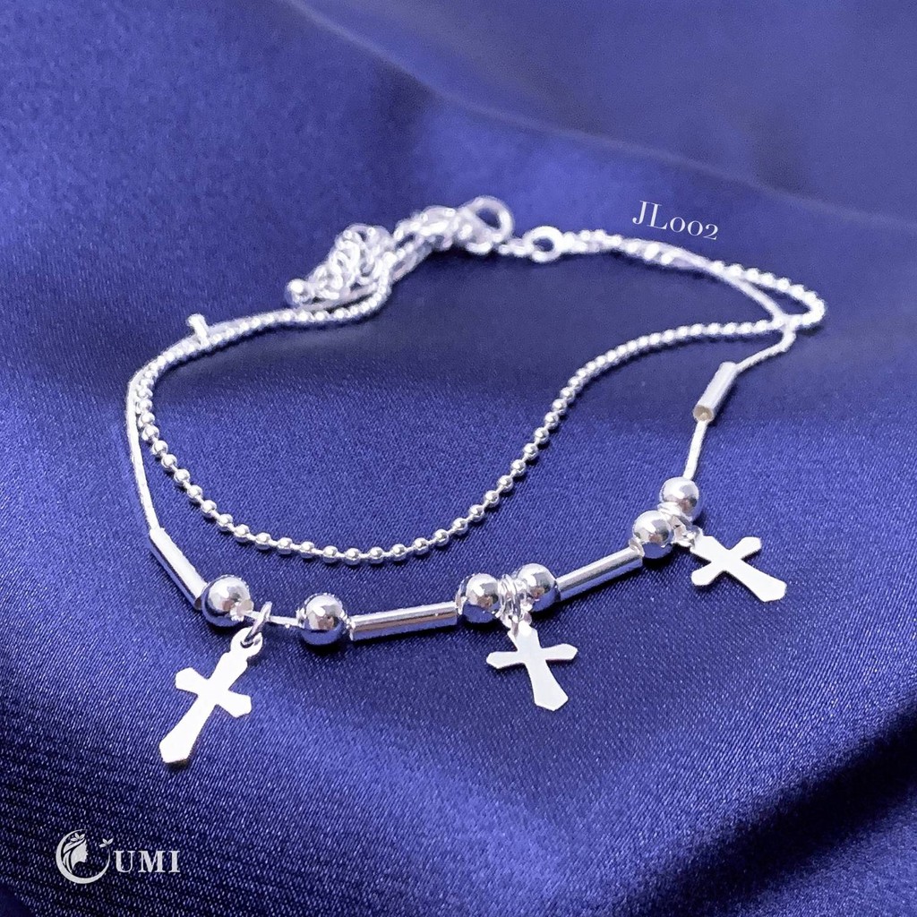 Lắc Chân Bạc 925 Dành Cho Nữ Thiết Kế Hình Chữ Thập Đan Xen Nhau UMI JL002