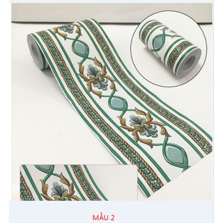 10CM X 10CM Len dán viền tường - trang trí chân tường HOA VĂN CỔ ĐIỂN XANH 2 FBT015