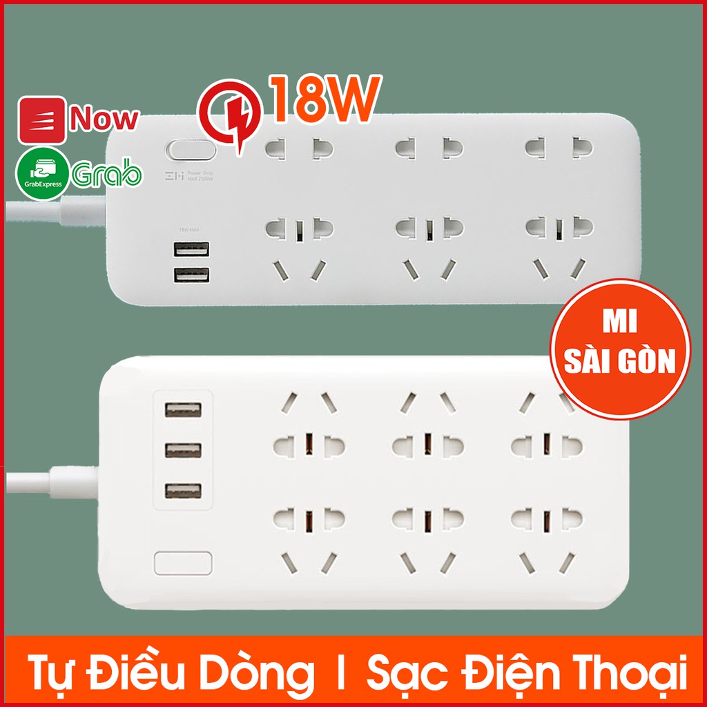 [Hỏa Tốc HCM] Ổ cắm điện ZMI 6 Cổng 2 USB CX05 18W / Ổ cắm điện MiPower Strip 6 Cổng 3 USB