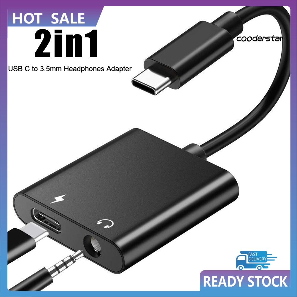 Đầu chuyển đổi âm thanh tai nghe 2 trong 1 Type-C sang 3.5mm chuyên dụng