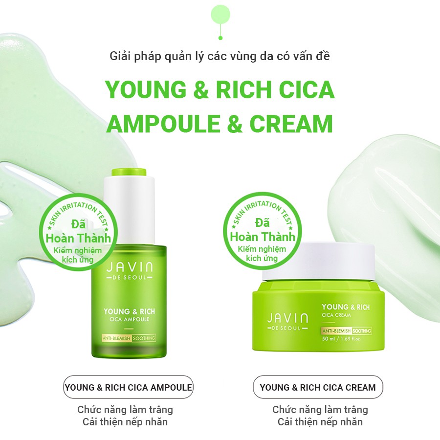 Kem Dưỡng Da Cấp Ẩm & Làm Dịu Da, Hạn Chế Thâm Do Mụn JAVIN DE SEOUL YOUNG & RICH CICA CREAM_Mỹ phẩm Hàn Quốc chính hãng