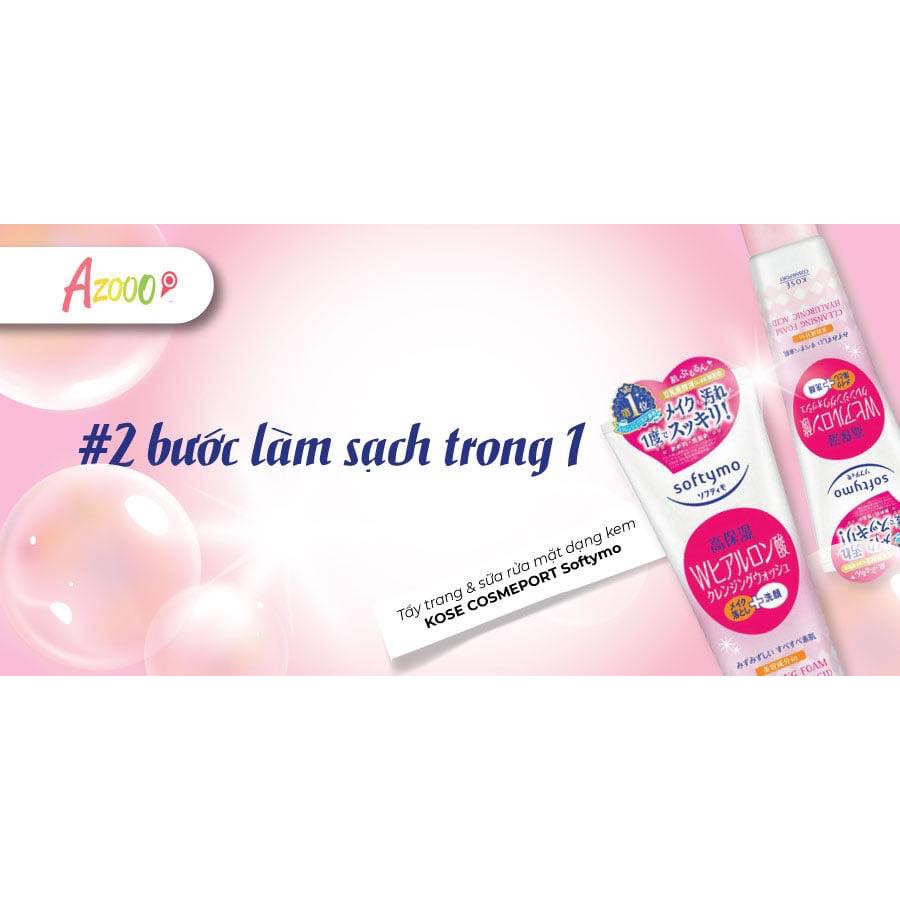 Sữa Rửa Mặt &amp; Tẩy Trang 2 trong 1 Kosé Cosmeport Softymo Cleansing Foam Hyaluronic Acid 190g[CÓ TEM CHỐNG HÀNG GIẢ]