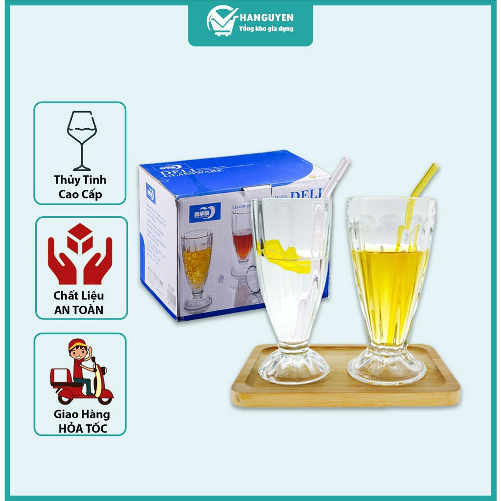 Bộ 6 cốc cốc ly thủy tinh, ly sinh tố đẹp cao cấp dày dặn Deli giá rẻ