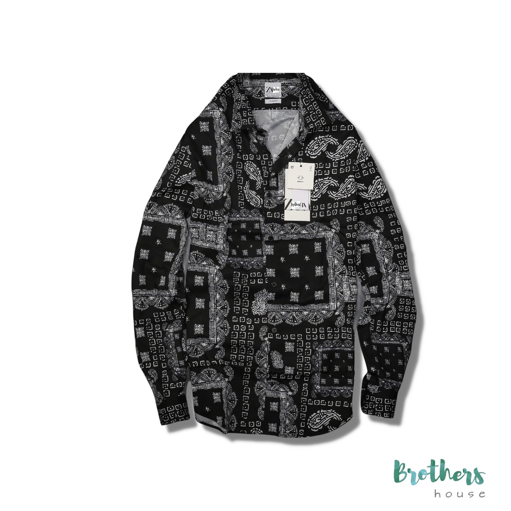 |Vải lụa cao cấp| Áo sơ mi nam họa tiết zara, trẻ trung không kém phần nổi bật