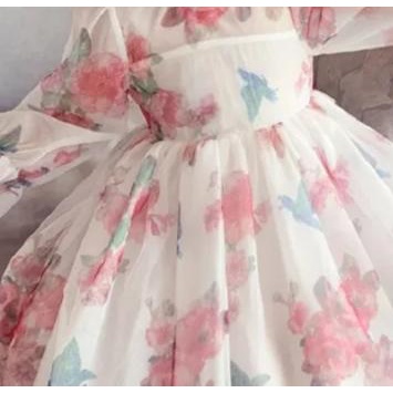 [FreeShip] đầm công chúa bé gái trắng hoa bướm , váy công chúa lụa từ 8-40kg  ( mã 041 )
