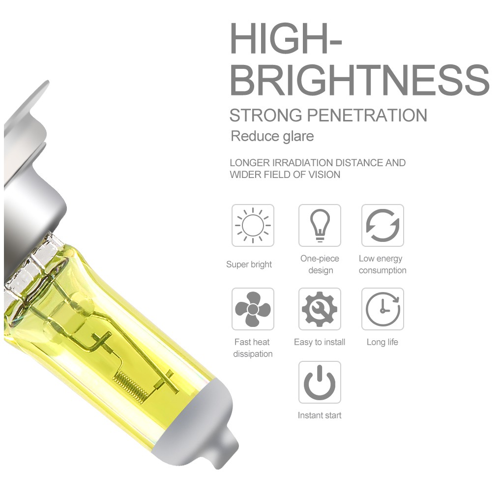 2 chiếc bóng đèn pha Halogen H1 H3 H4 H7 H8 H9 H11 HB3 HB4 55W 12V 3000K cho xe hơi  loại bóng đèn halogen