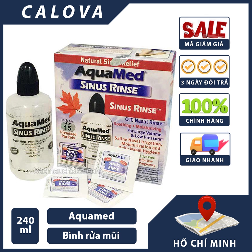 Bình rửa mũi vệ sinh mũi AquaMed Sinus Rinse rửa sạch mũi xoang cho người lớn muối rửa mũi dụng cụ nước rửa mũi