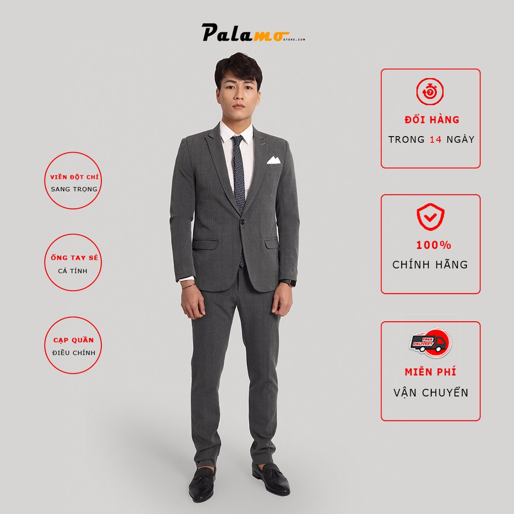 Vest cưới cao cấp PALAMO PLV1021, full size 45 - 95kg, form REGULAR FIT dễ mặc, 2 lớp, viền đột, xẻ ống tay, BH 6 tháng