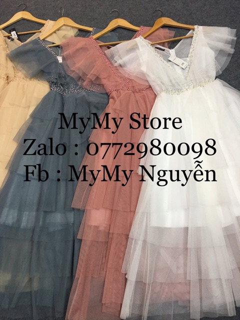 KÈM ẢNH/VIDEO THẬT - Đầm xoè cổ V kết cườm đá xếp tầng SANG TRỌNG - MS160V- Size M/L đến 57kg | BigBuy360 - bigbuy360.vn