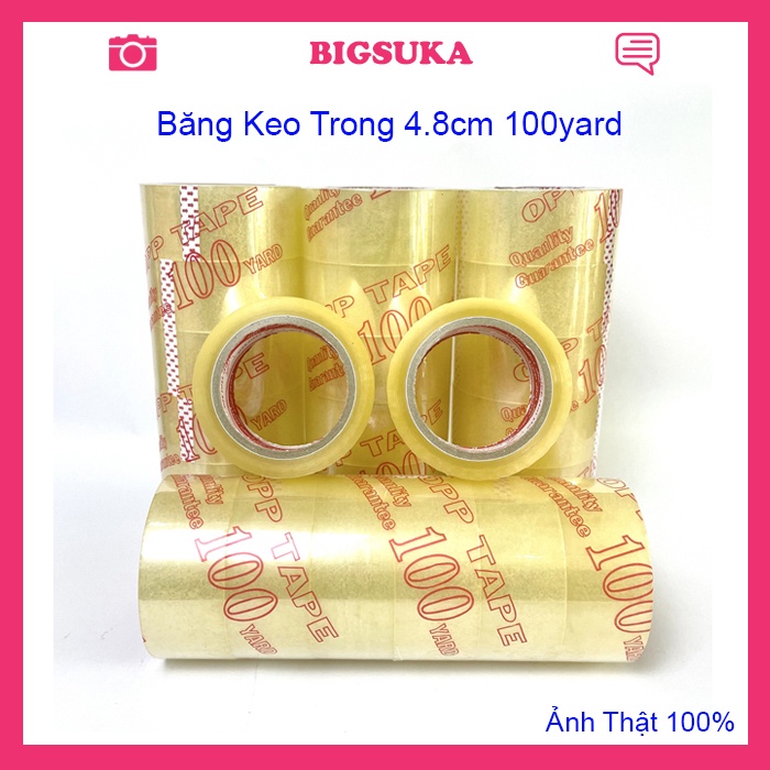 Băng keo trong 4.8cm dán thùng 100yard [6Cuộn/Cây] BIGSUKA