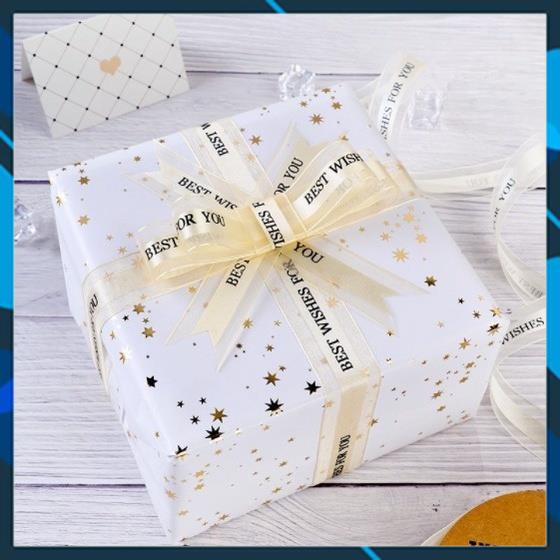 Cuộn dây ruy băng 45m in chữ dùng trang trí hộp quà tặng , decor giỏ đồ và bó hoa