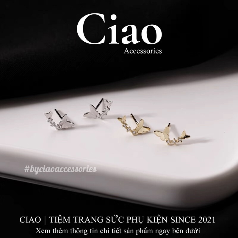 [HOẢ TỐC 1H] Khuyên tai/ Bông tai mạ bạc S925 thiết kế hoạ tiết xinh xắn Sydney Ciao