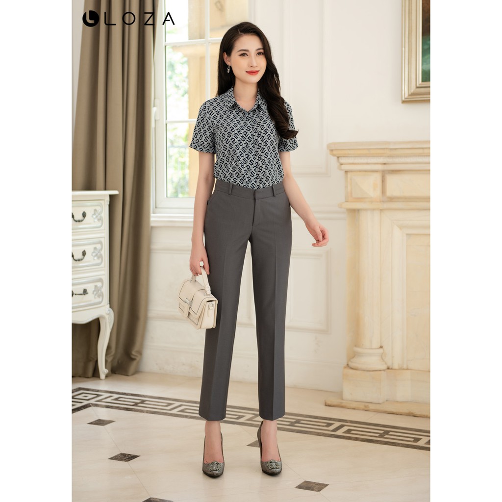 [Mã BMBAU50 giảm 50K đơn 150K] Quần âu nữ LOZA dáng côn đứng màu ghi - QC3078