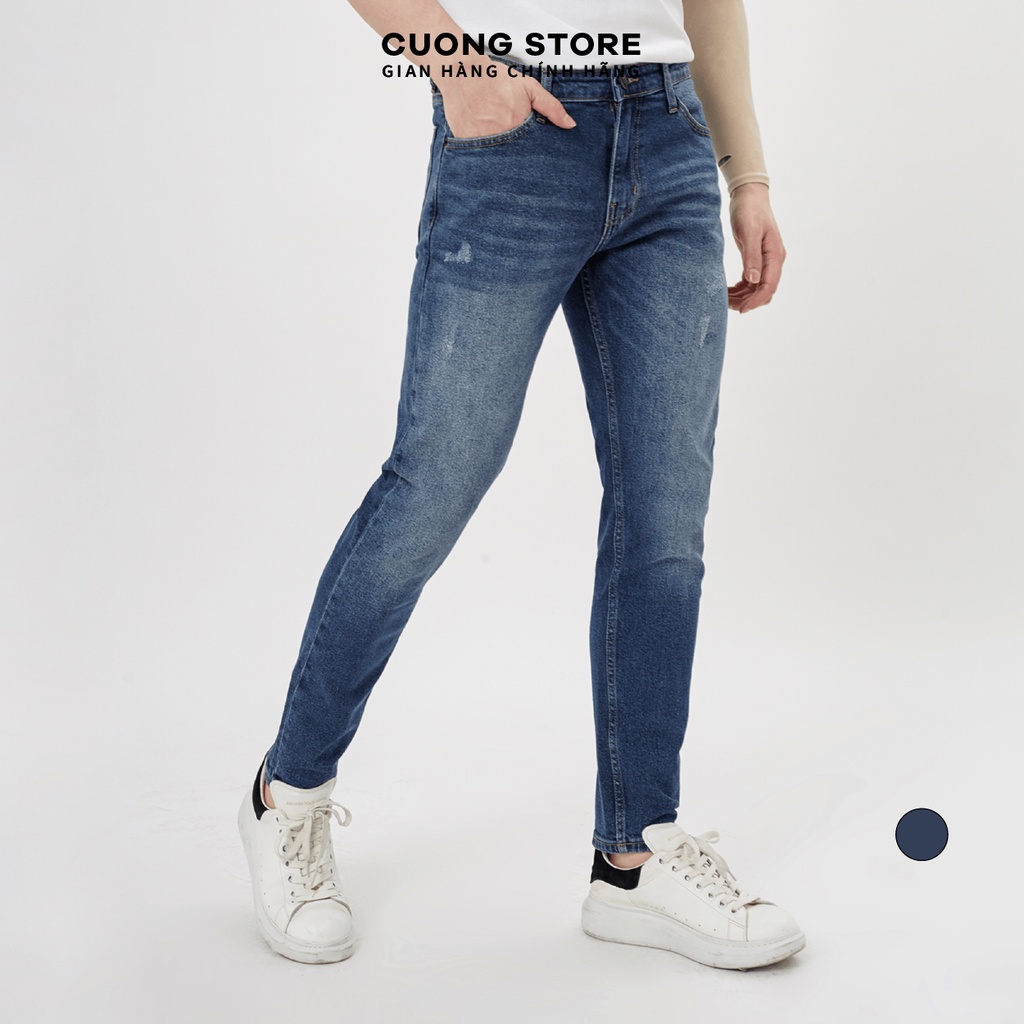 Quần jean dài nam cao cấp xanh denim MRC 0173 chất cotton cao cấp, form ôm vừa vặn, tôn dáng, trẻ trung - MENFIT