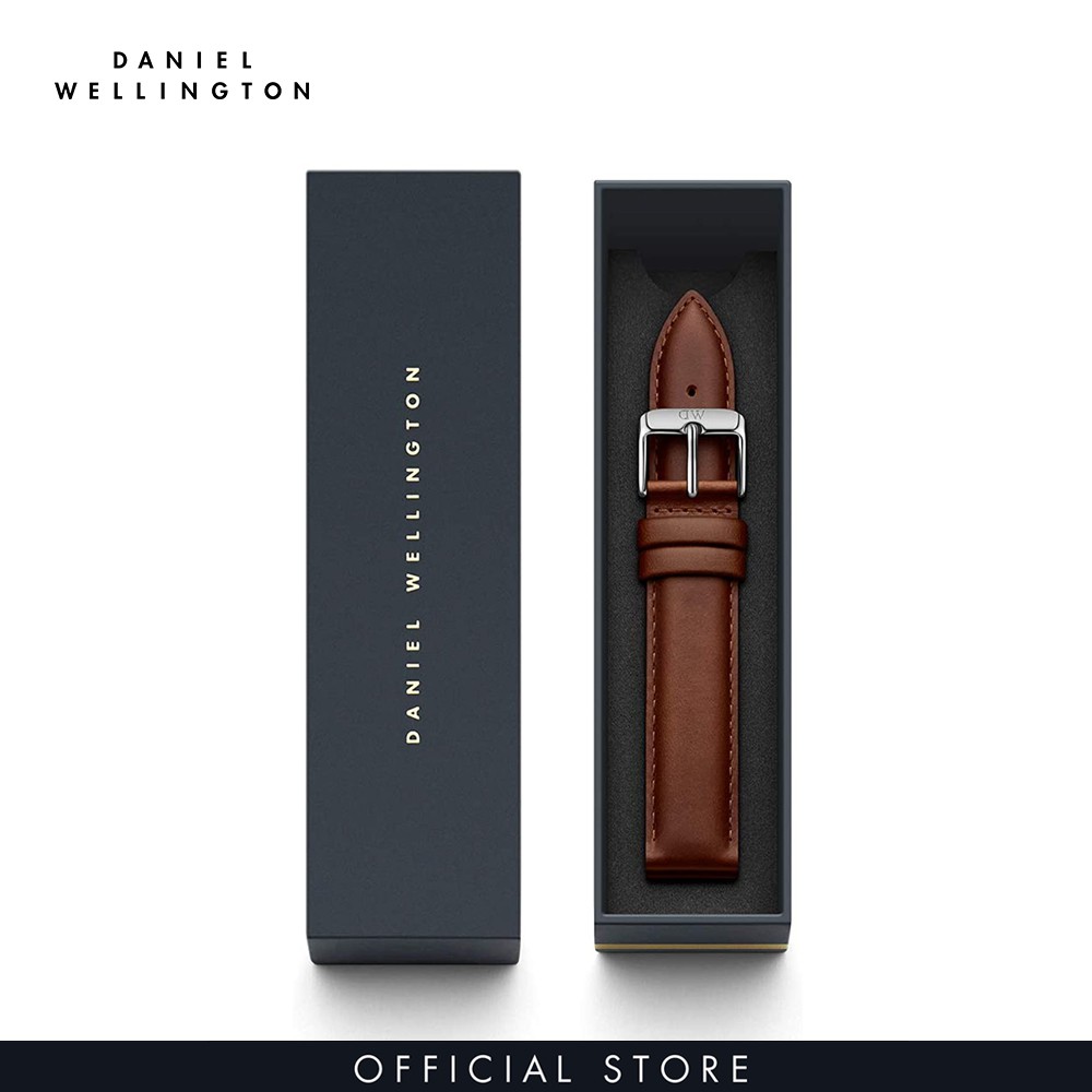 Dây da đồng hồ Daniel Wellington 19mm khóa màu bạc - Cho đồng hồ Dapper 38mm