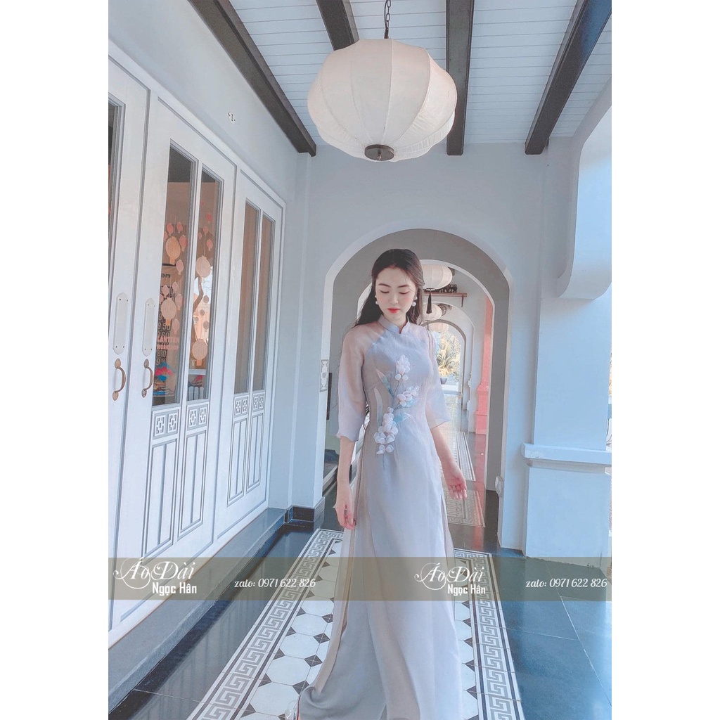 Áo Dài Cách Tân Nữ 4 Tà Cổ Vuông Tay Ngắn A13