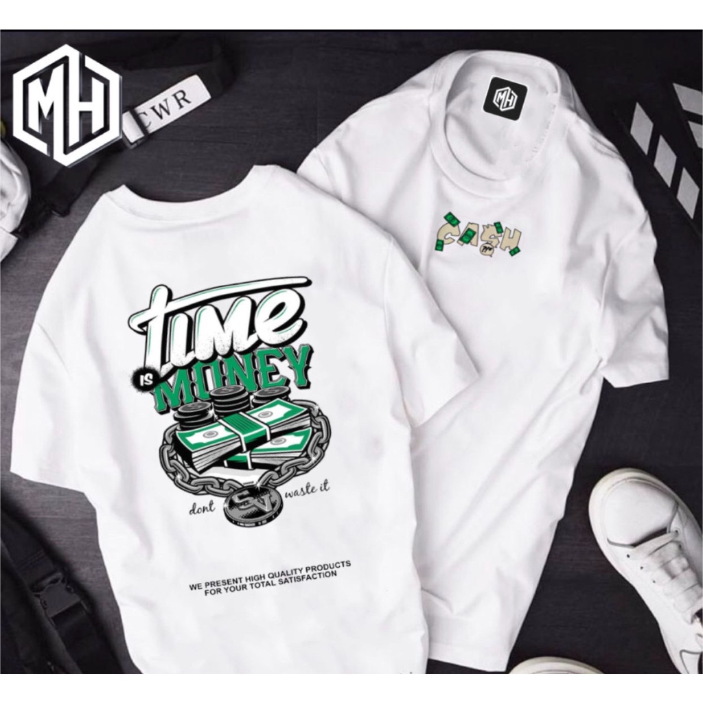 Áo thun cotton100 dày dặn và thoáng mát mẫu Time is Money 50 - 120kg - MH Store