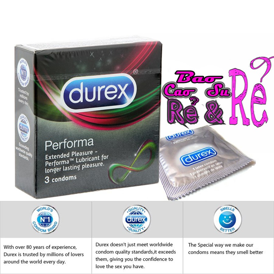 Bao Cao Su KÉO DÀI CUỘC YÊU Durex Performa hộp 3 bao