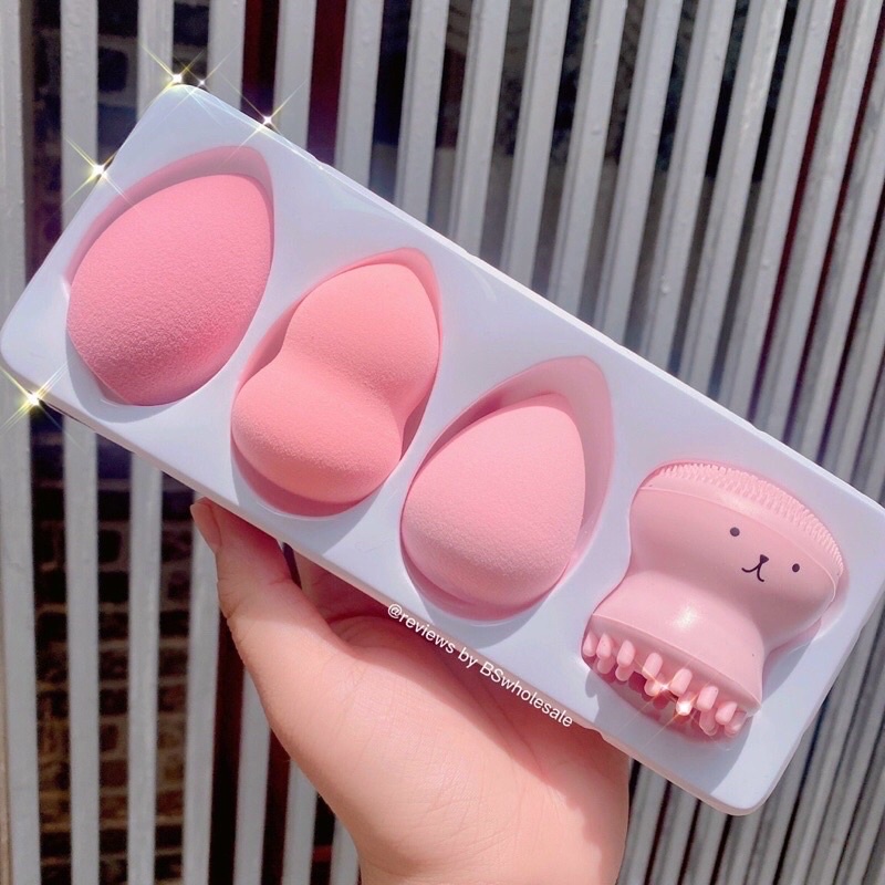 Set 3 bông mút và 1 cọ bạch tuộc rửa mặt RUBYFACE Makeup Sponge