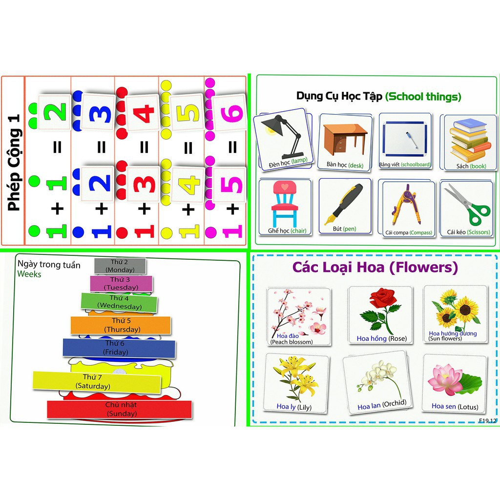 Montessori - Học Liệu Dính Dán Song Ngữ Anh &amp; Việt- Matching Book (Monsi Edu)