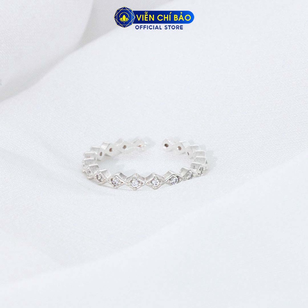 Nhẫn bạc nữ hình thoi đính đá bạc 925 thời trang phụ kiện trang sức nữ thương hiệu Viễn Chí Bảo N400511