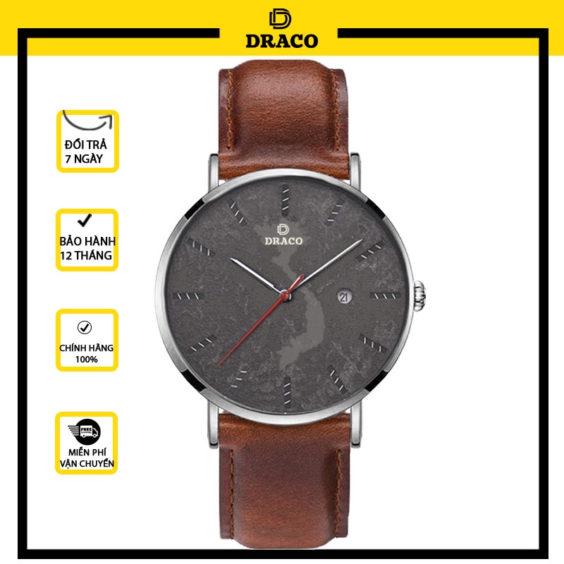 Đồng hồ nam Draco D22-ST03 "Vietnamese Boy" TRẮNG DÂY DA NÂU- thời trang nam