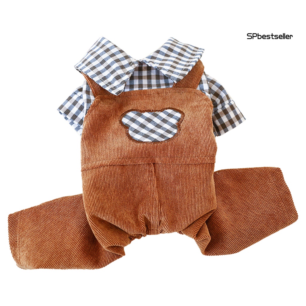 Quần yếm họa tiết kẻ sọc giữ ấm cho thú cưng