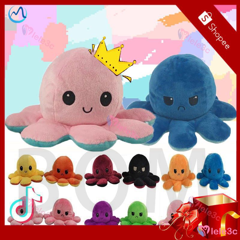 Gấu Bông Bạch Tuộc Cảm Xúc có 2 mặt khác nhau, nhiều màu, kích thước Octopoda doll double-sided flip octopus  toy doll marine life doll
