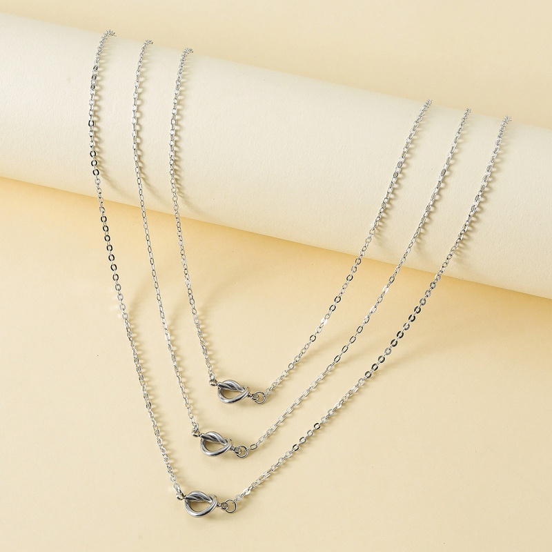 1 Set Vòng Cổ Thắt Nút Hình Trái Tim Bằng Thép Không Gỉ Phong Cách Âu Mỹ Sáng Tạo