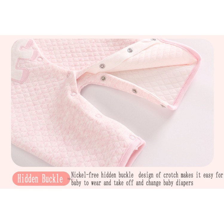 Áo liền quần 100% cotton thêu họa tiết chú hươu xinh xắn dành cho bé