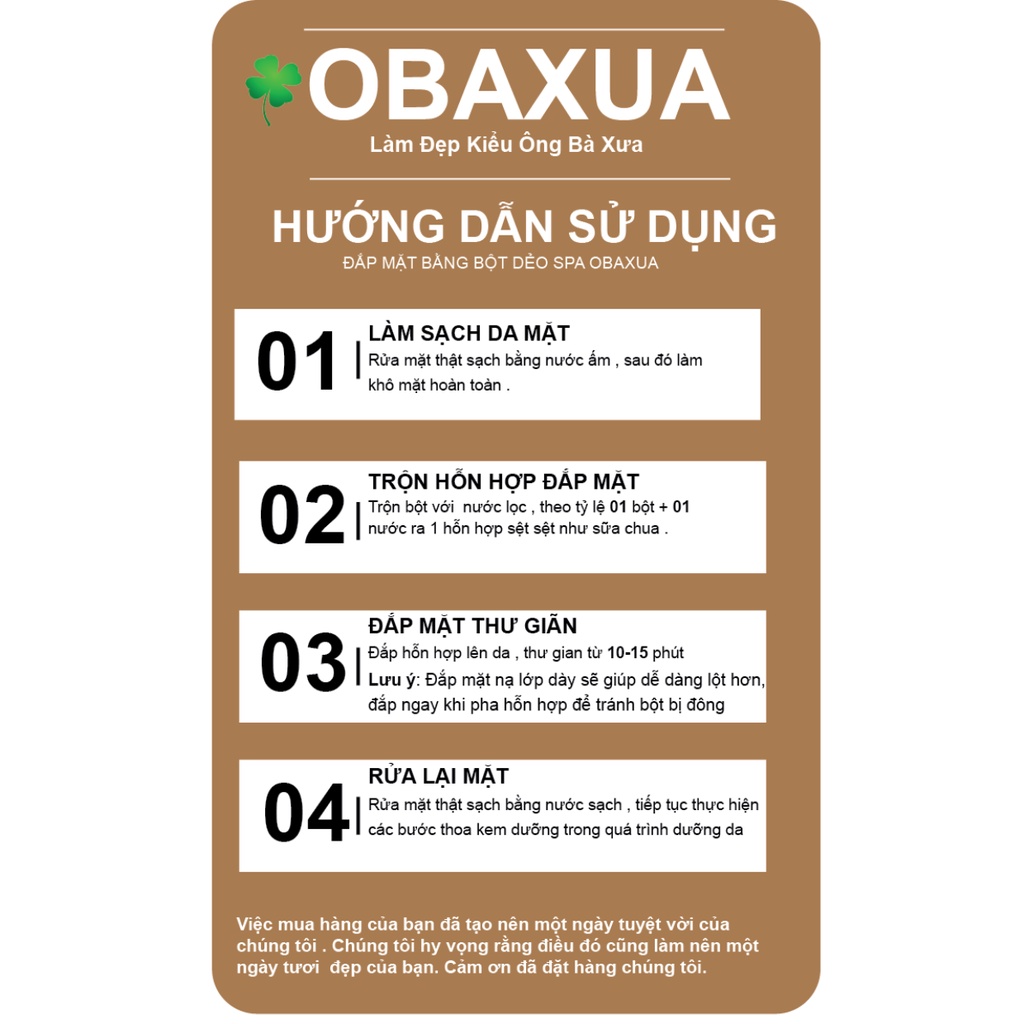 Mặt nạ dẻo dạng bột OBAXUA - Dùng trong Spa Cao Cấp - Dưỡng Trắng Da, Cấp ẩm, Chống Lão Hóa, Ngừa Mụn | BigBuy360 - bigbuy360.vn