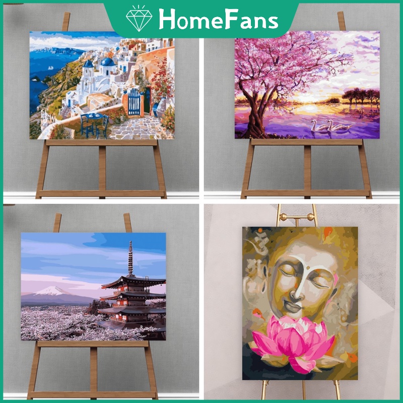 Tranh sơn dầu 40X50cm tự làm họa tiết hoa anh đào