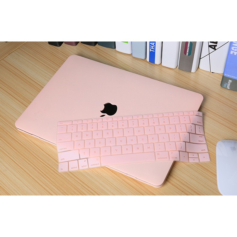 Combo ốp +phủ phím Macbook Hồng pastel (Tặng kèm nút chống bụi + bộ chống gãy sạc ) | BigBuy360 - bigbuy360.vn