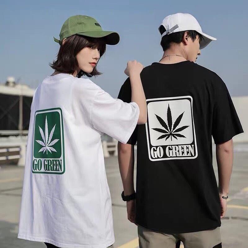Áo thun unisex dáng rộng Cỏ Go Green cotton hot trend