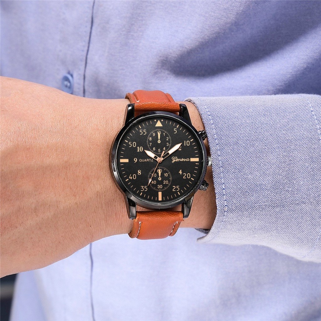 [Ảnh thật] Đồng hồ thời trang Nam/nữ kim loại Geneva - dây da (41m) | BigBuy360 - bigbuy360.vn