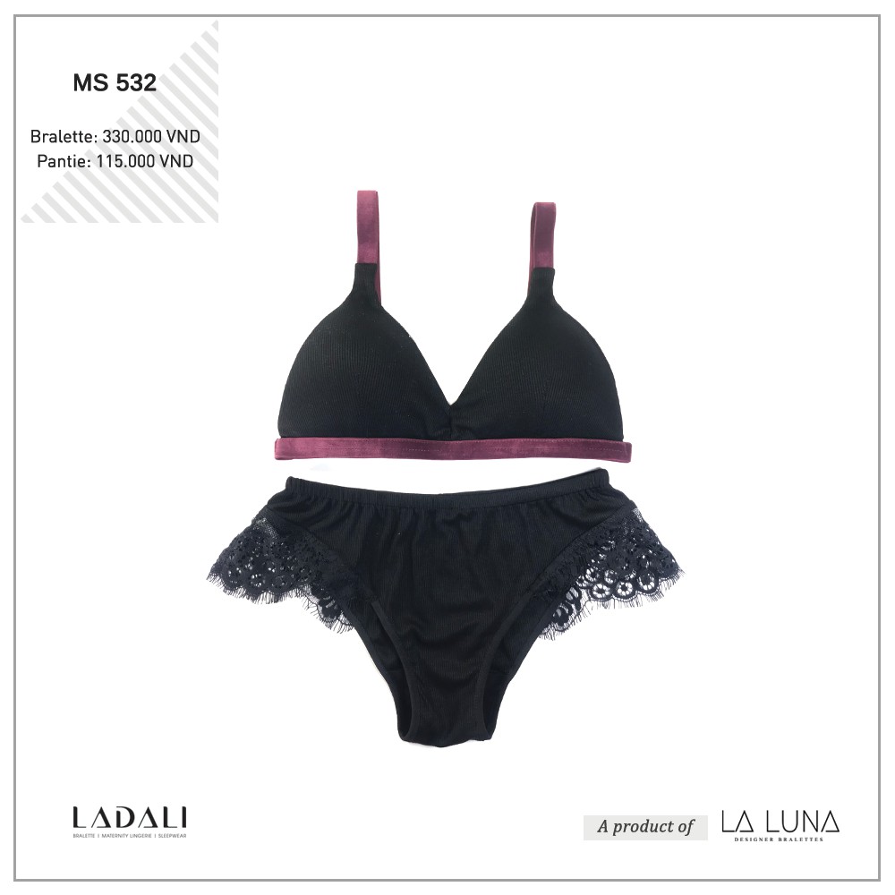 [HÀNG THIẾT KẾ] Bộ Đồ Lót Không Gọng Bralette Thun Thiết Kế Có Đệm Mút + Quần Lót Ren LADALI- MS 532 | BigBuy360 - bigbuy360.vn